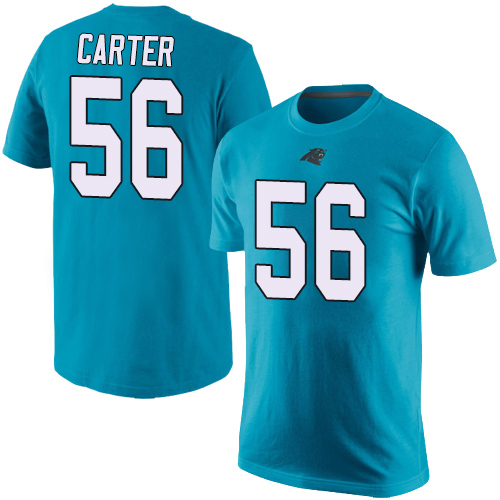 Carolina Panthers Men Blue Jermaine Carter Rush Pride Name and Number NFL Football #56 T Shirt